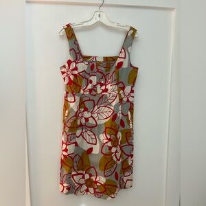 Maeve Floral Midi Dress - Red, Gold, and Gray